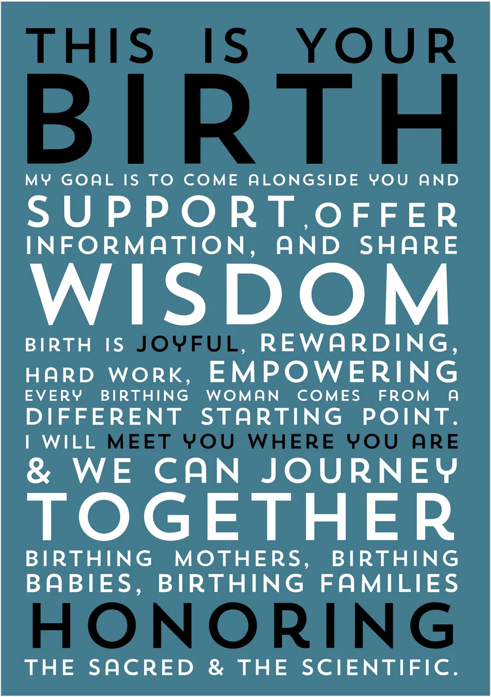 Graphic reading This Is Your Birth with words about support, wisdom, and honoring birth